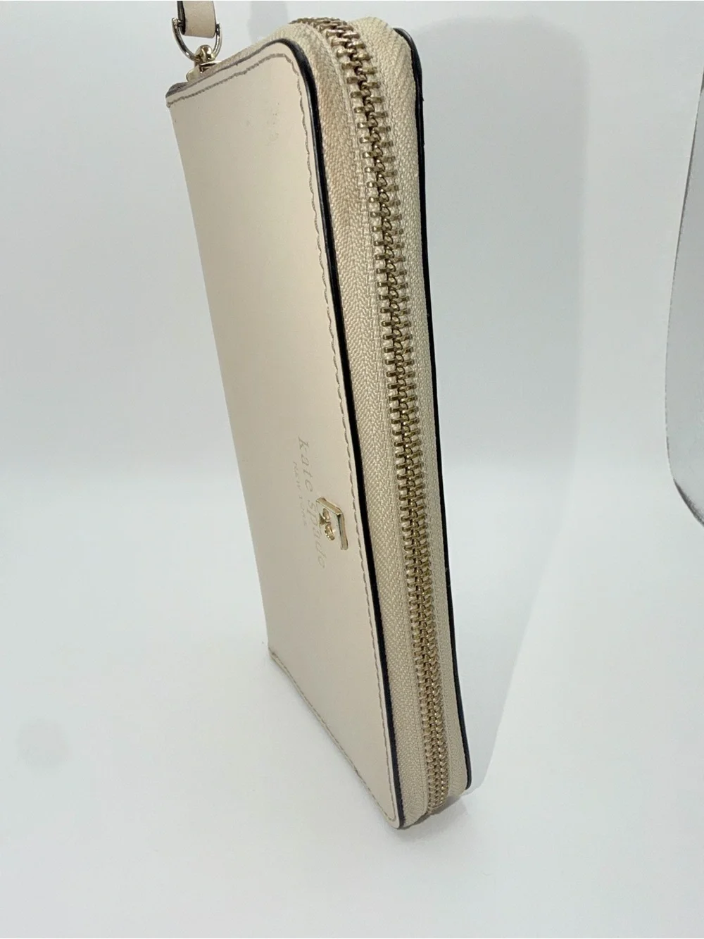 kate spade New York Cream Zip-Around Leather Wallet